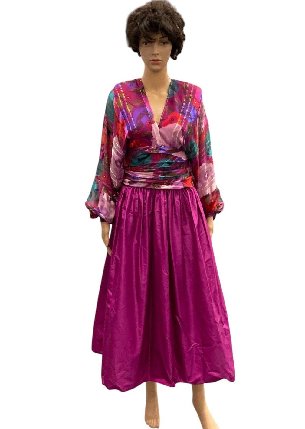 Vintage The Gilberts for Tally Purple Multicolor Evening Gown