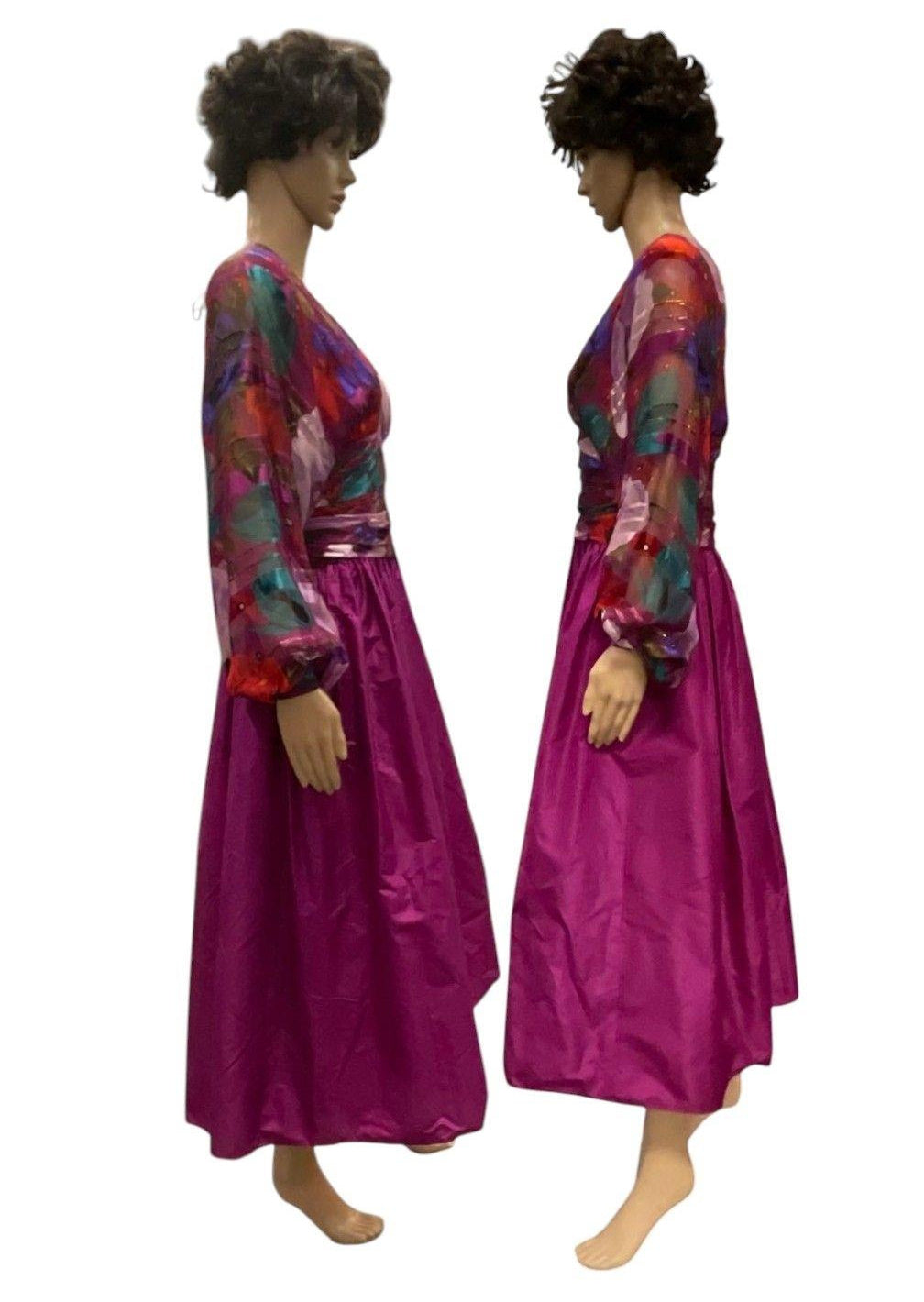 Vintage The Gilberts for Tally Purple Multicolor Evening Gown