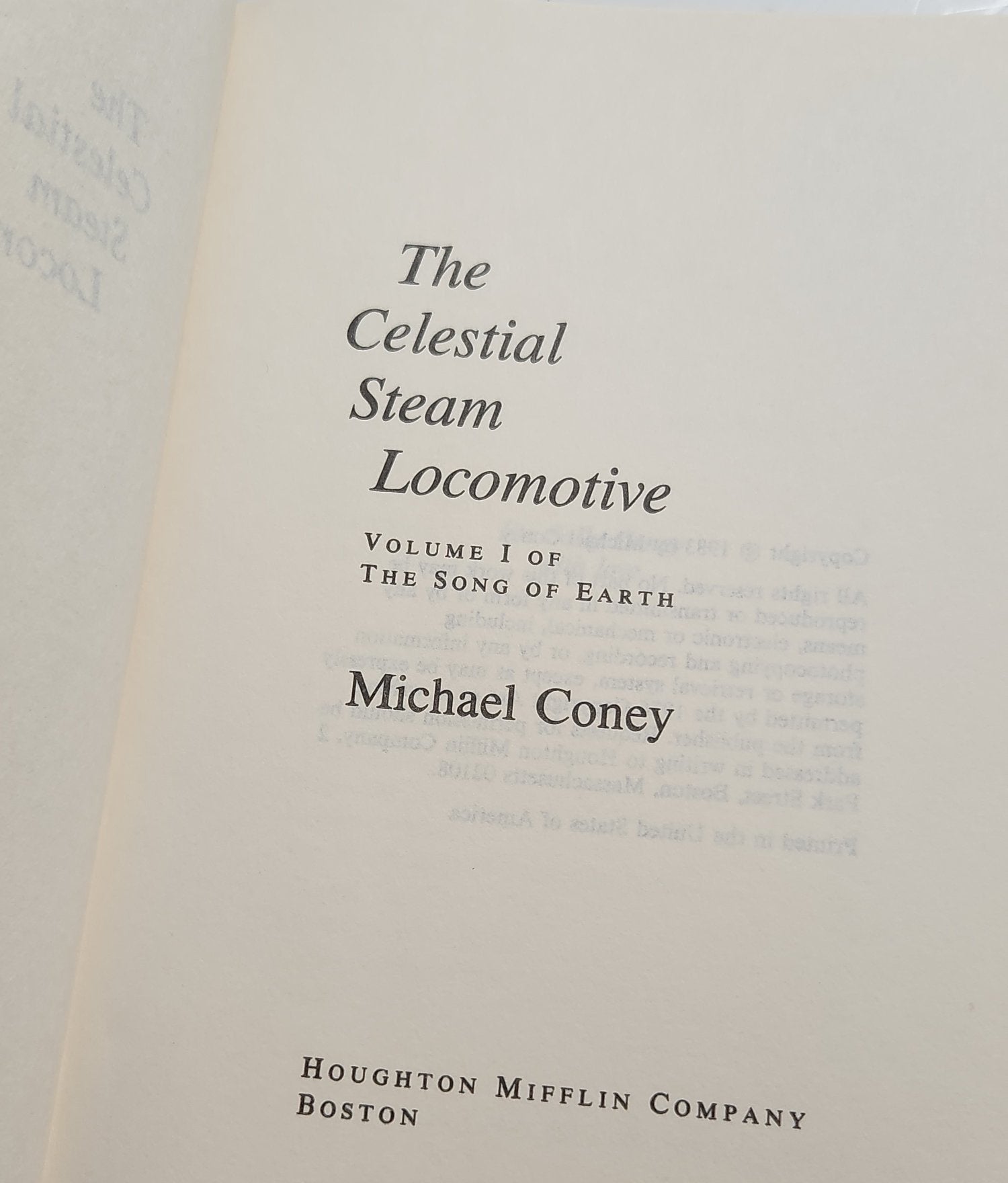 The Celestial Steam Locomotive Michael Coney 1983 Houghton Mifflin Hardcover