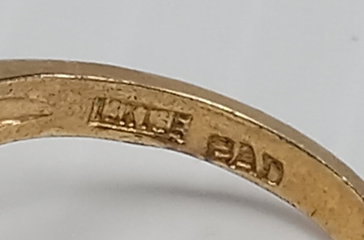 Gold-tone cocktail ring marked 18KGE with clear stone cluster top, view 5