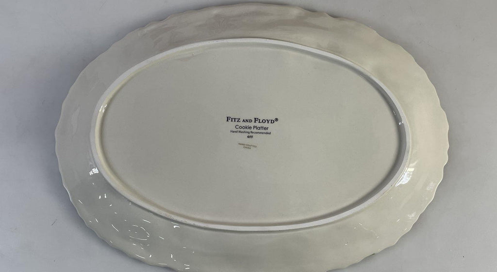 (Need Hero Pics) Fitz & Floyd Baked With Love Ceramic Oval Christmas Cookie Platter