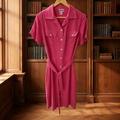 Robbie Bee Hot Pink Silk Shirt Dress Size 12