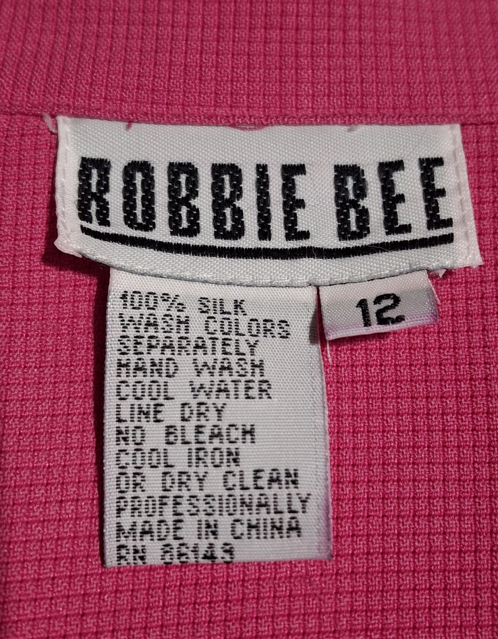 Robbie Bee Hot Pink Silk Shirt Dress Size 12