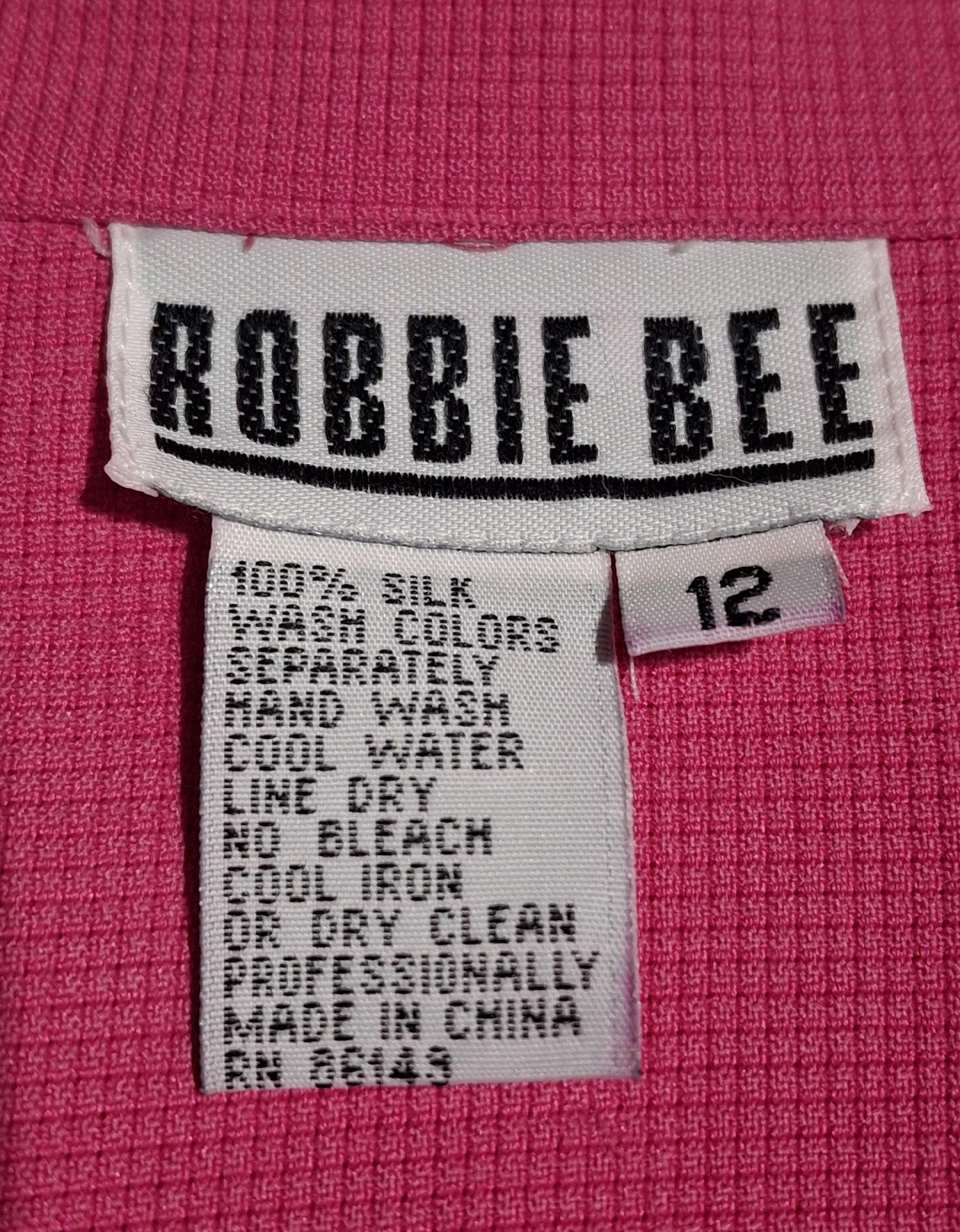 Robbie Bee Hot Pink Silk Shirt Dress Size 12