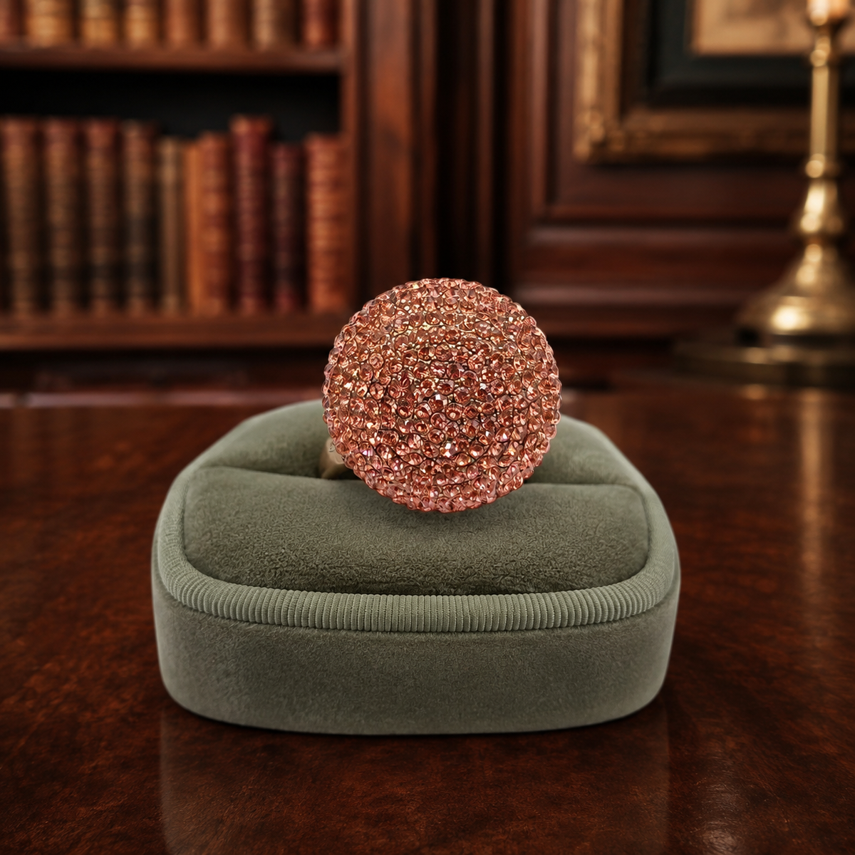 Henri Bendel Coral Fireball Crystal Dome Ring Size 7