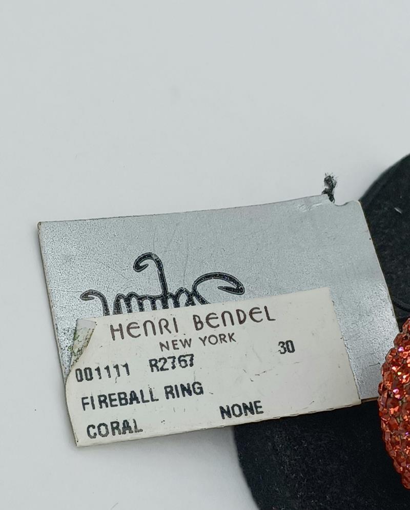Henri Bendel Coral Fireball Crystal Dome Ring Size 7