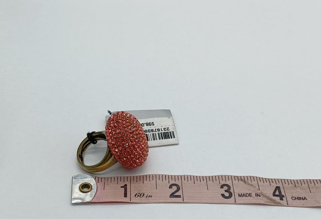 Henri Bendel Coral Fireball Crystal Dome Ring Size 7