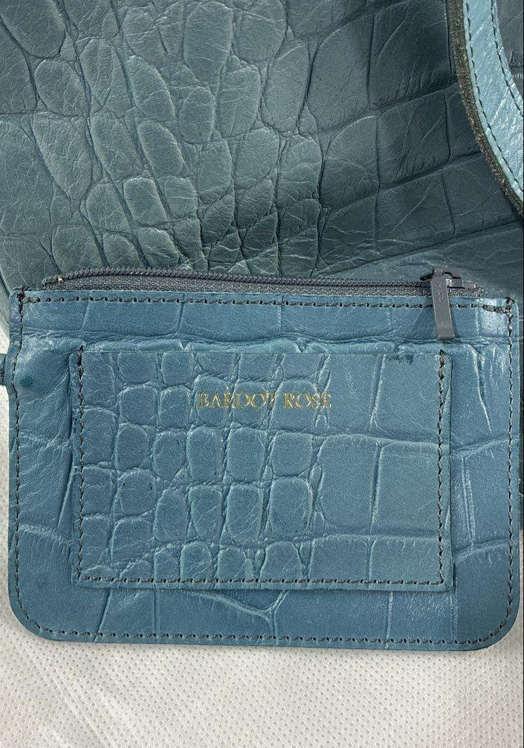 Bardot Rosefe slate blue croc-embossed leather tote with gold-tone disc charm, view 4