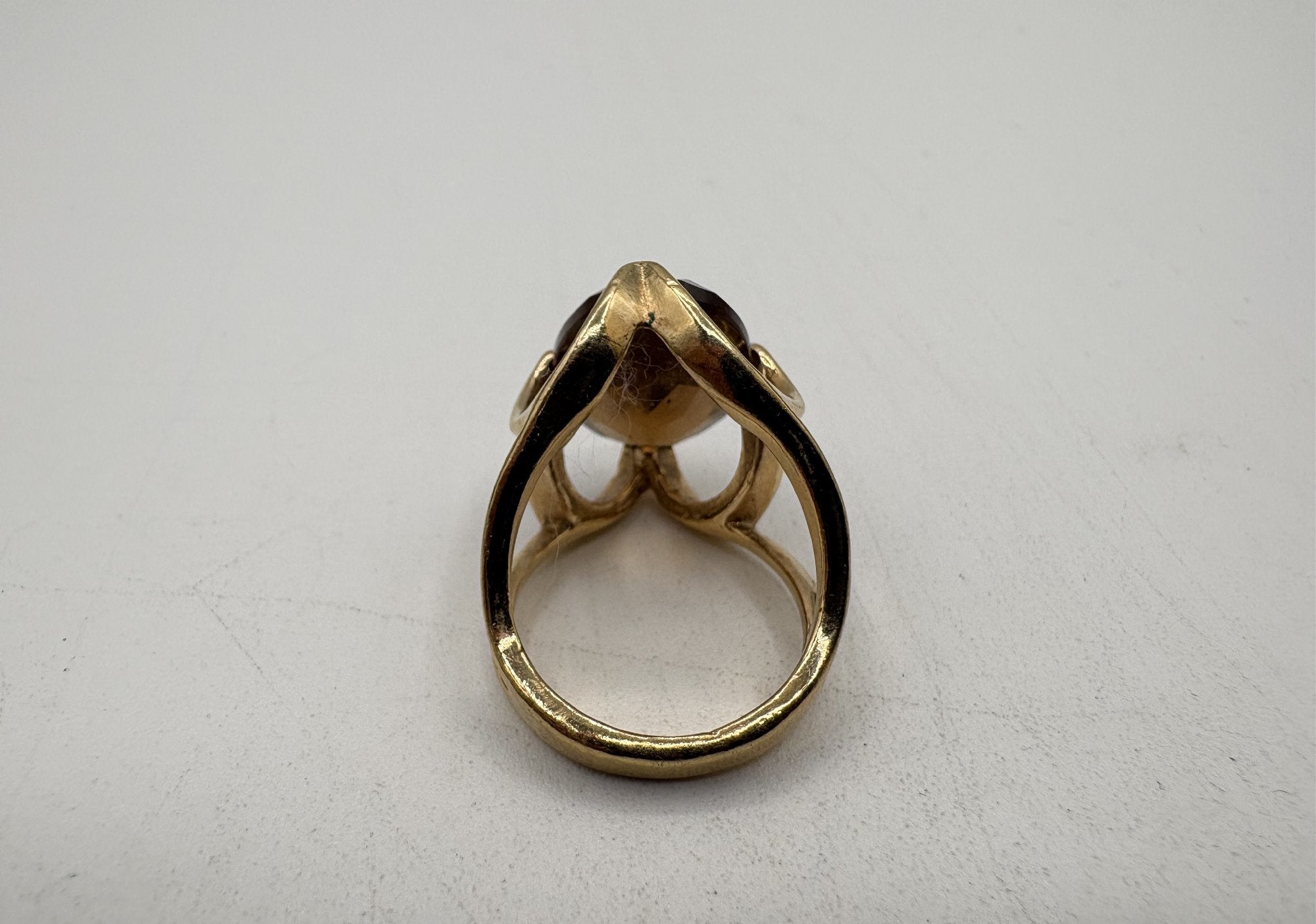 Uncas Gold Electroplate Ring with Faceted Statement Stone