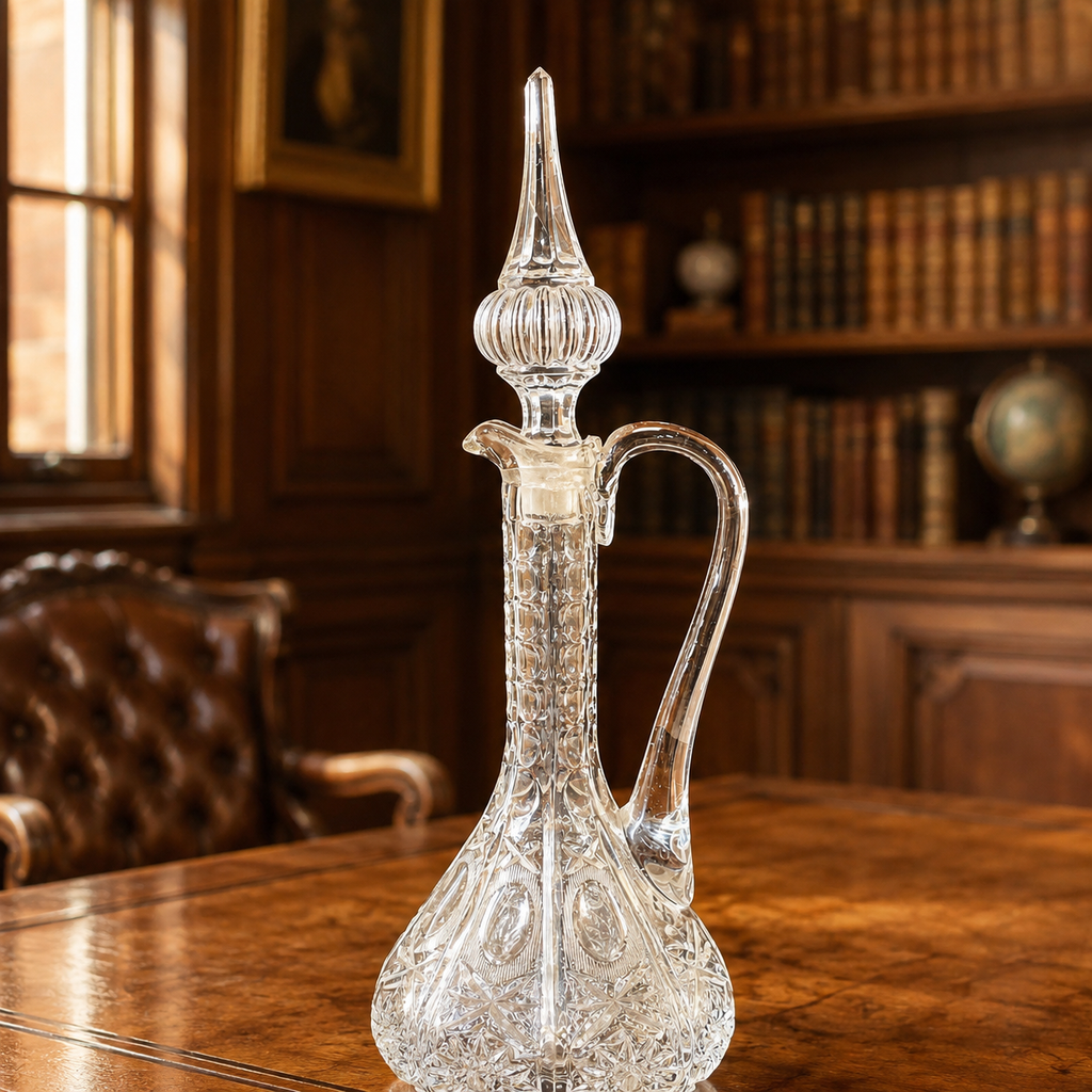 (Need Hero Pics) Vintage Cut Crystal Glass Decanter with Stopper