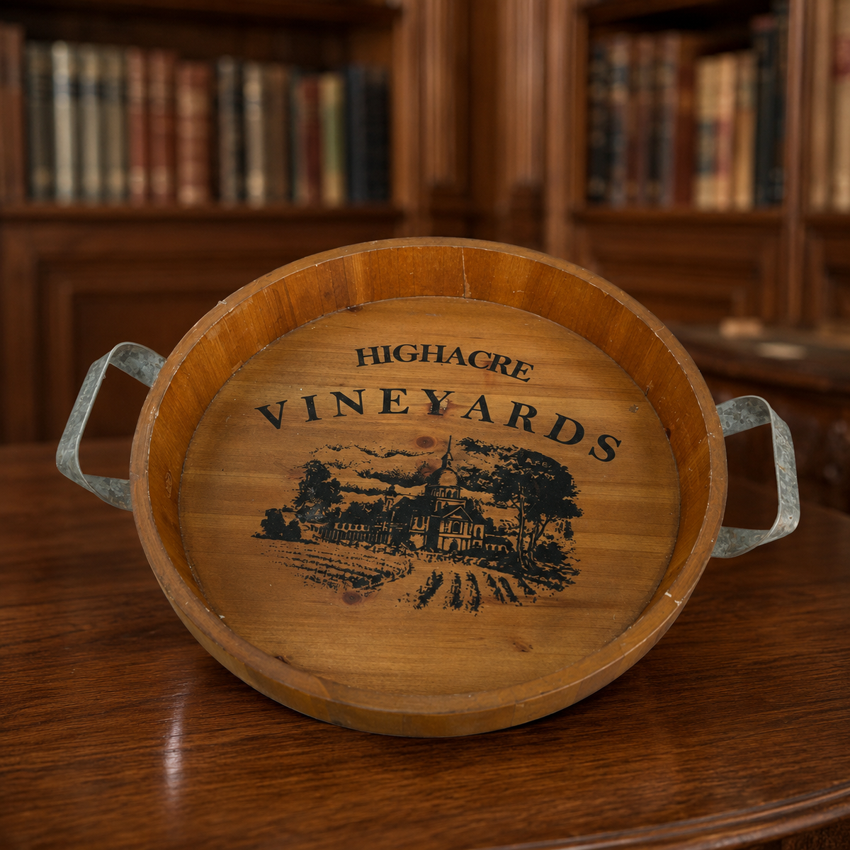 Pier 1 Highacre Vineyards Wooden Barrel Serving Tray