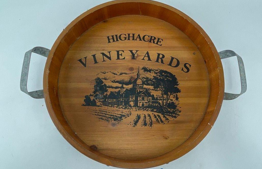 Pier 1 Highacre Vineyards Wooden Barrel Serving Tray
