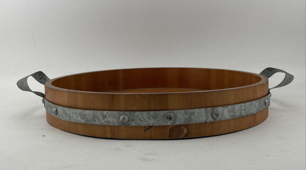 Pier 1 Highacre Vineyards Wooden Barrel Serving Tray