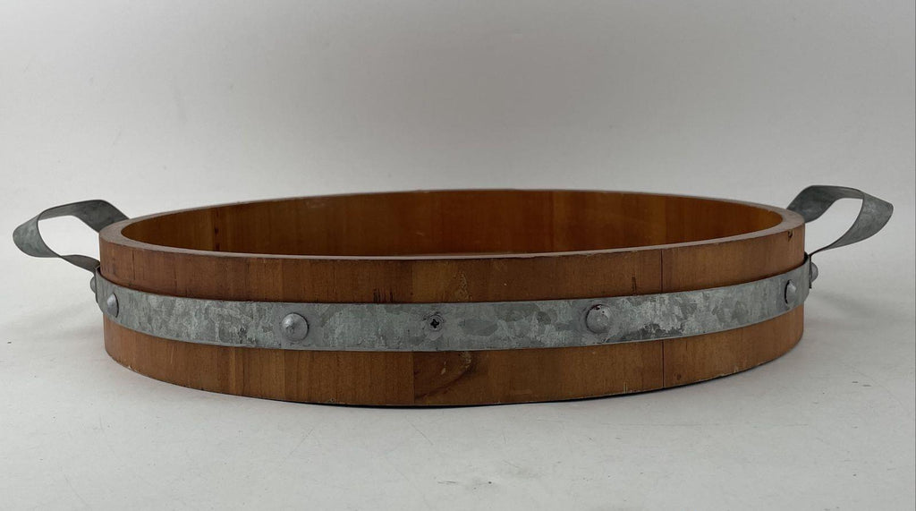 Pier 1 Highacre Vineyards Wooden Barrel Serving Tray