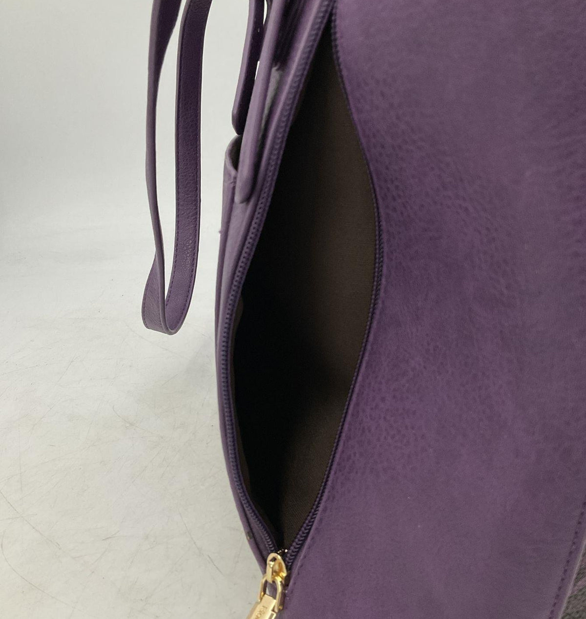 Montana West purple faux leather tote with black leopard print front panel, view 6