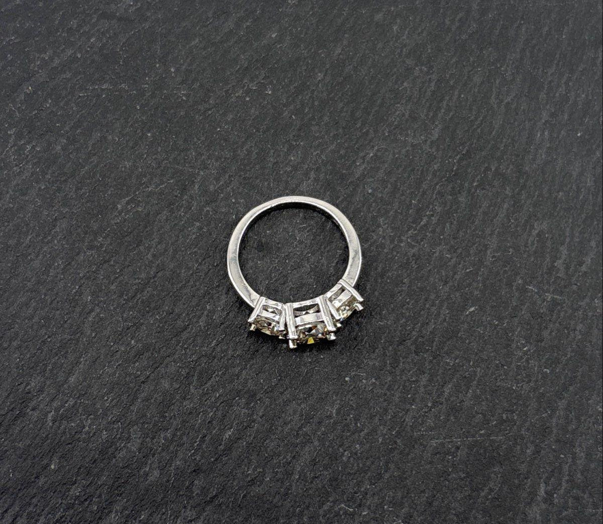 925 Sterling Silver Moissanite Three-Stone Cocktail Ring, Size 4