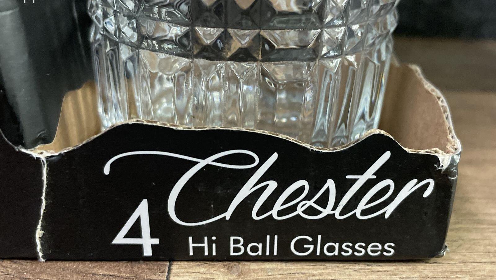 Fitz & Floyd Chester Highball Glasses Set of 4 Boxed 13 oz
