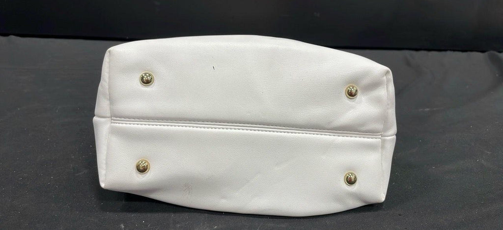 3am Forever White Ruched Cloud Clutch with Gold Chain Handle