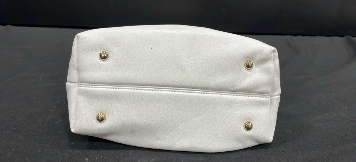 3am Forever White Ruched Cloud Clutch with Gold Chain Handle