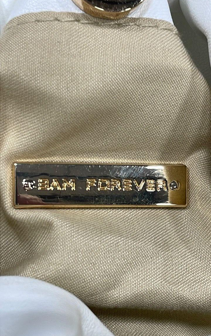3am Forever White Ruched Cloud Clutch with Gold Chain Handle