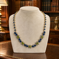 Ann Taylor Gold Tone Blue & Green Rhinestone Necklace 29.6g