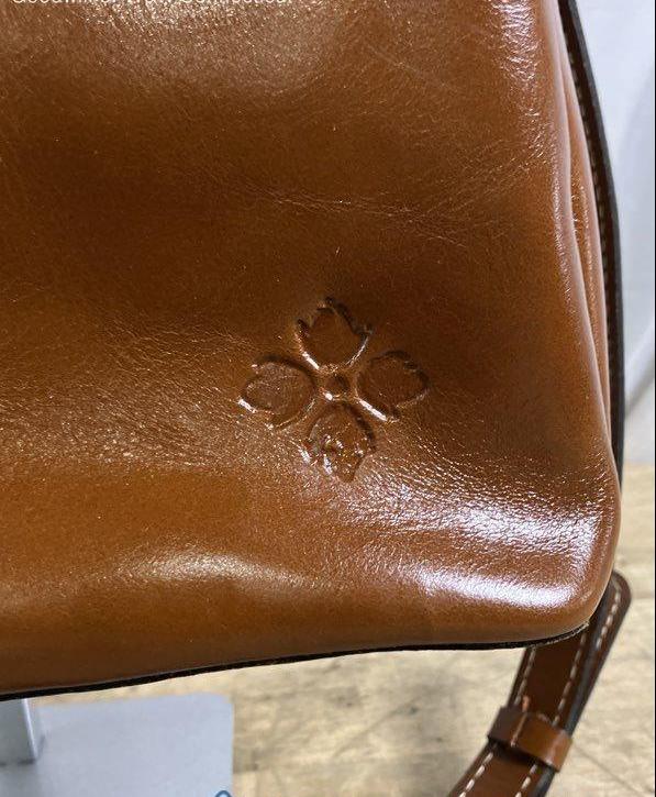 Patricia Nash Cognac Leather Ring Handle Satchel Crossbody