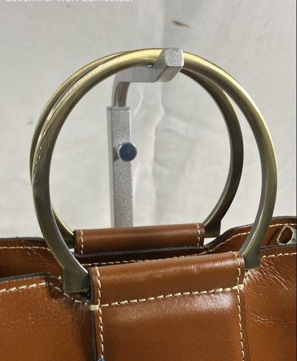Patricia Nash Cognac Leather Ring Handle Satchel Crossbody