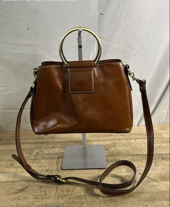 Patricia Nash Cognac Leather Ring Handle Satchel Crossbody