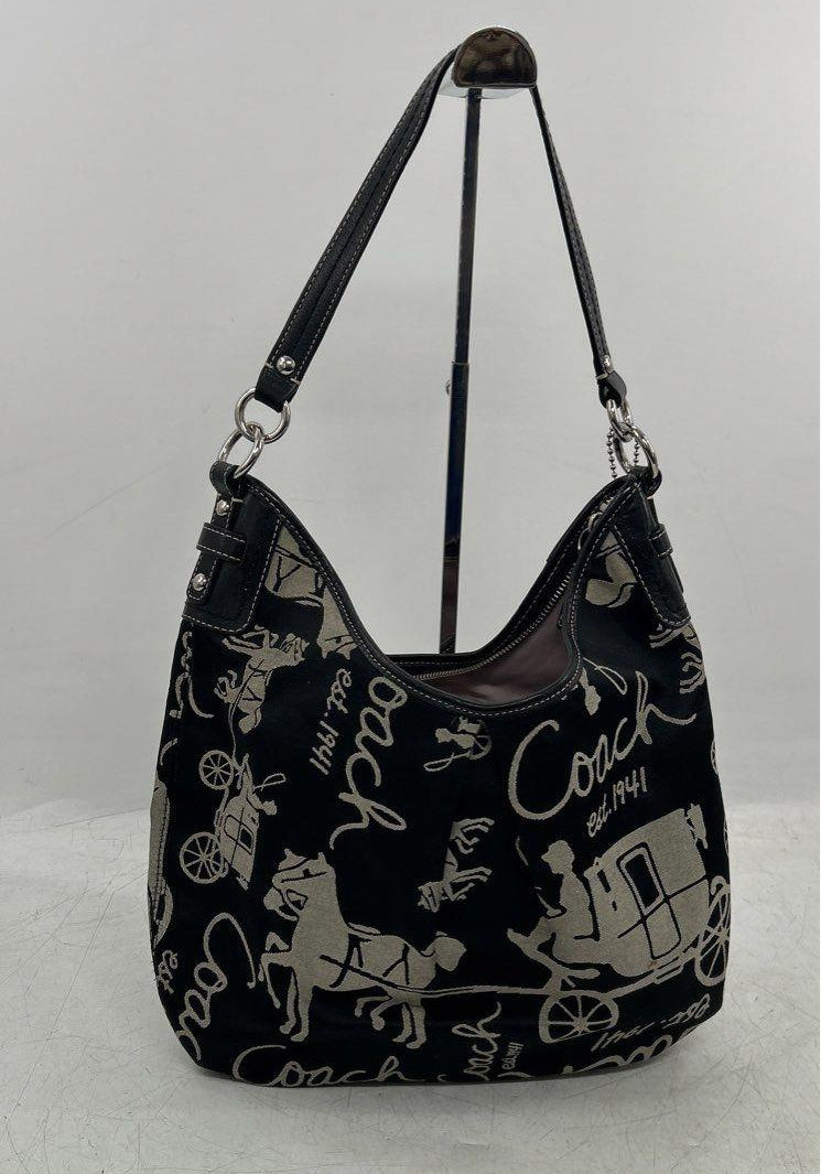 Coach Horse and Carriage Canvas Hobo Bag F14480