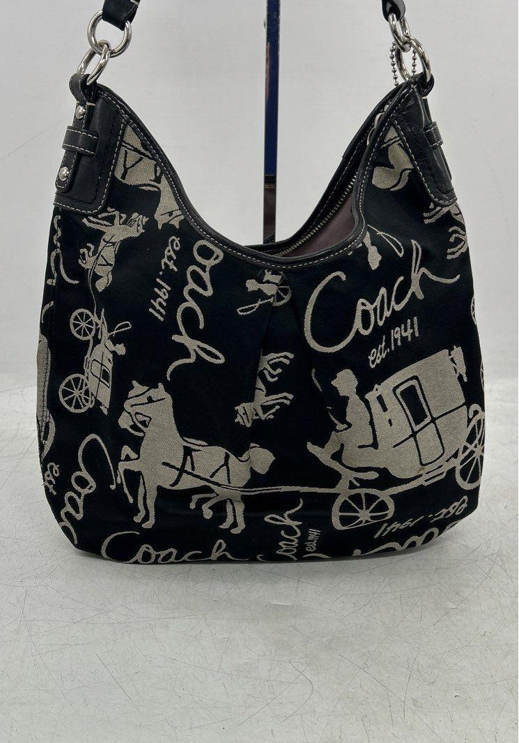 Coach Horse and Carriage Canvas Hobo Bag F14480