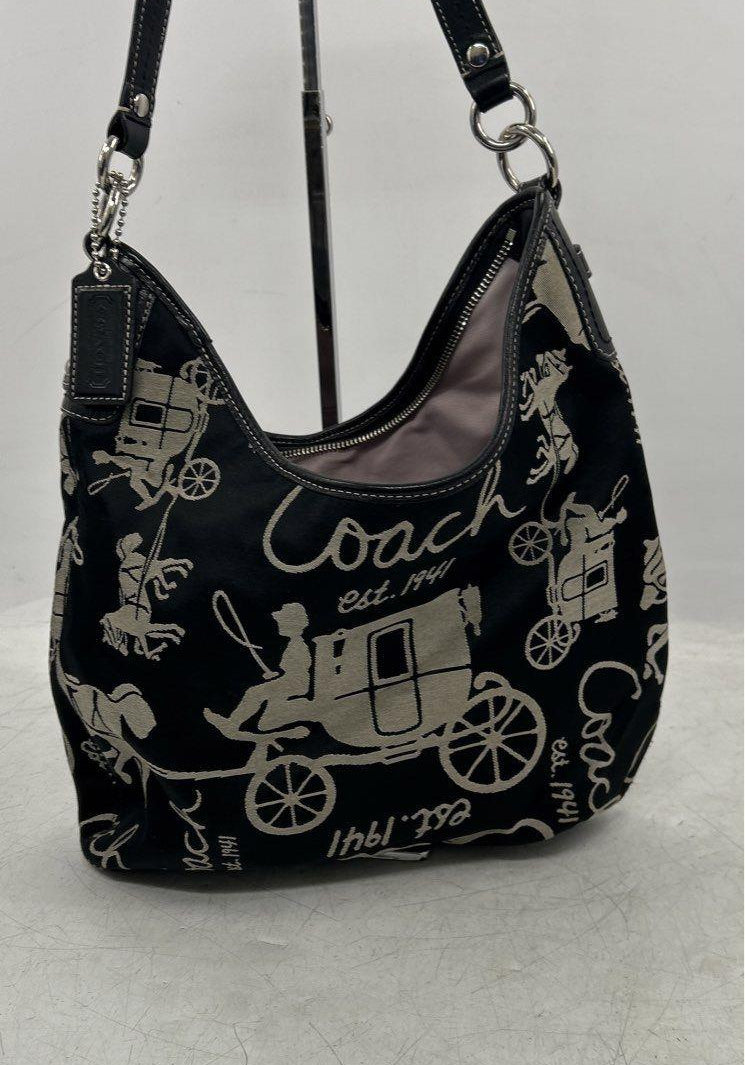 Coach Horse and Carriage Canvas Hobo Bag F14480