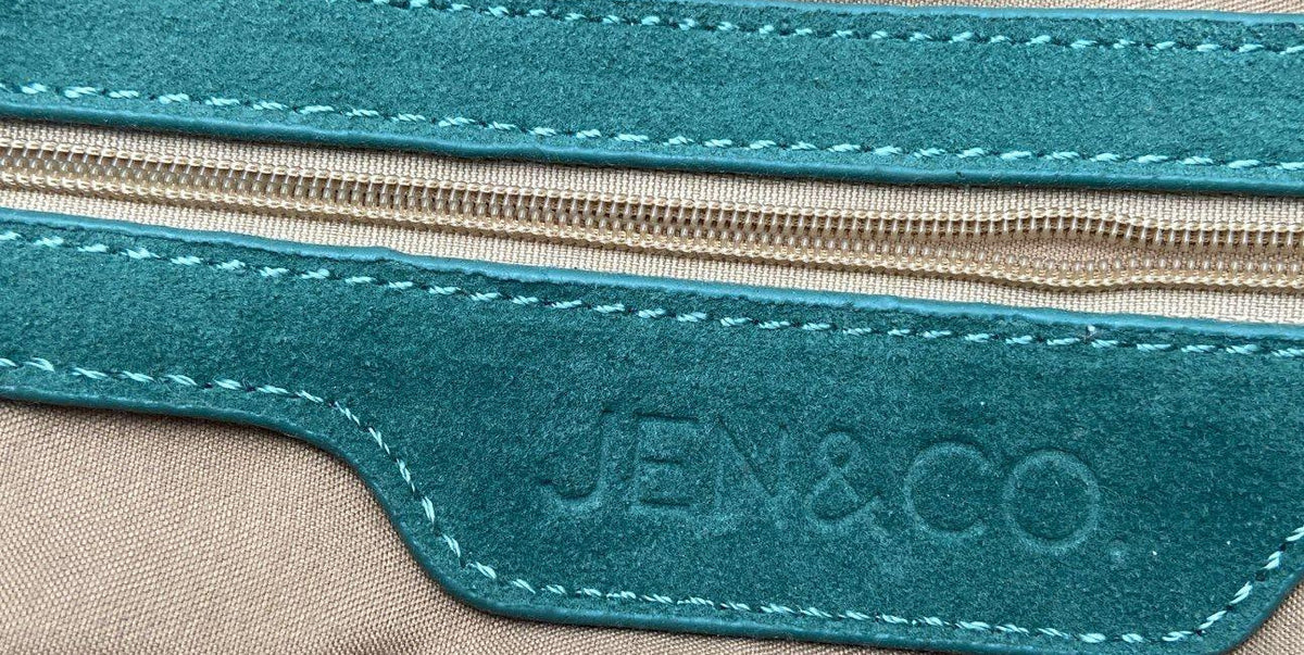 Jen & Co. Green Suede Fringe Shoulder Bag with Woven Strap