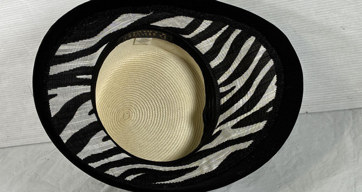 Donna Vinci Black White Wide Brim Lined Lightweight Classic Fedora Womens Hat