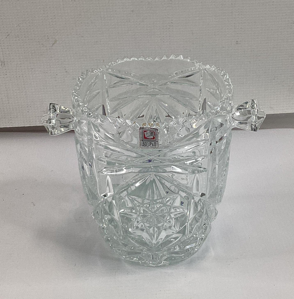 Vetrai Italy Lead Crystal Ice Bucket Star Diamond Cut 6 Inch
