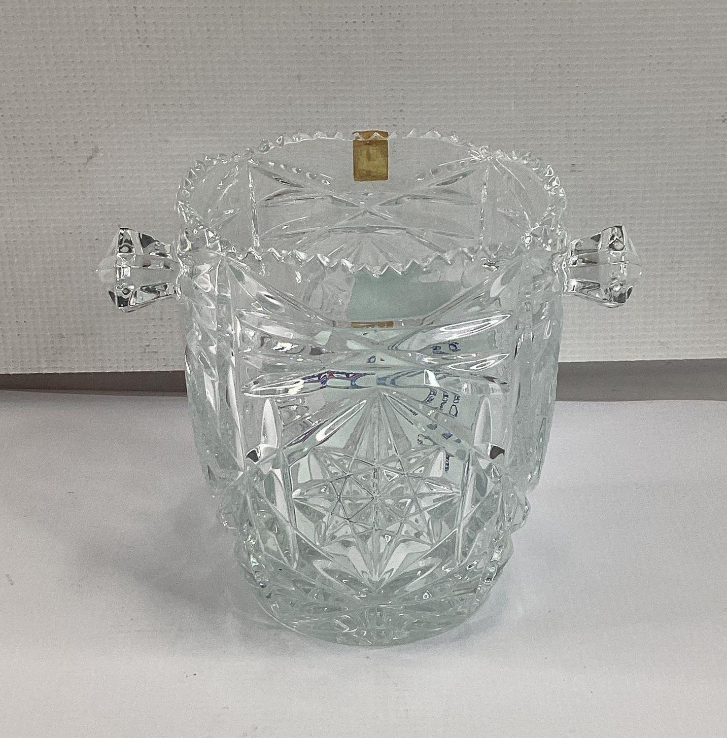 Vetrai Italy Lead Crystal Ice Bucket Star Diamond Cut 6 Inch