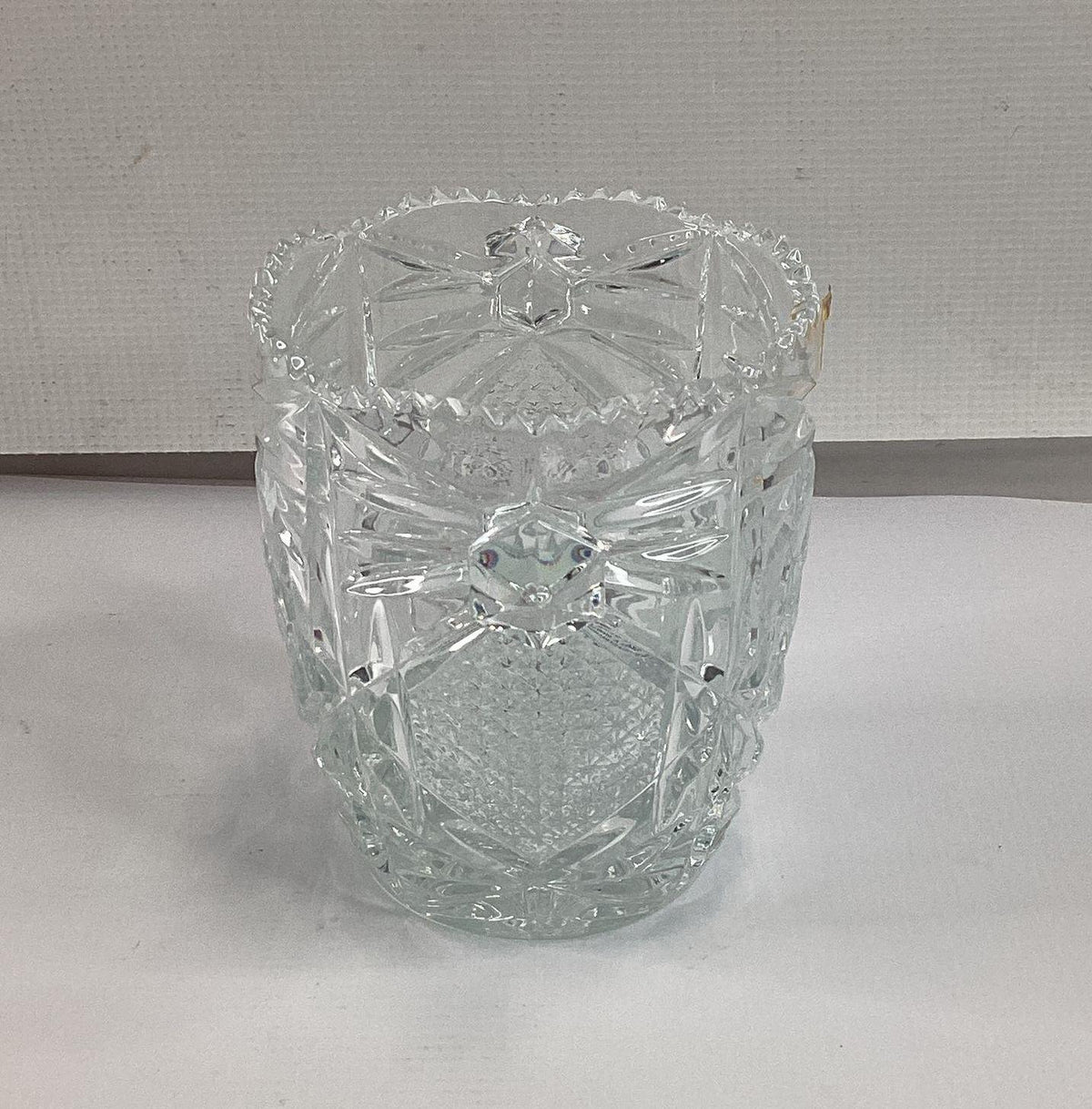 Vetrai Italy Lead Crystal Ice Bucket Star Diamond Cut 6 Inch