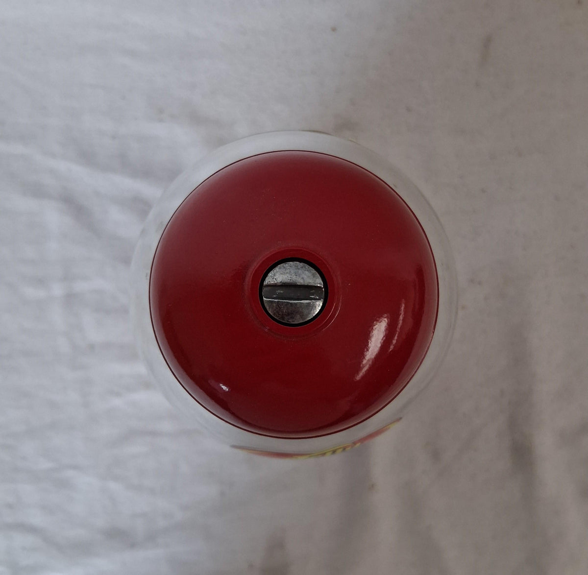 Jelly Belly candy dispenser with clear globe, red body and embossed silver-tone faceplate, view 8