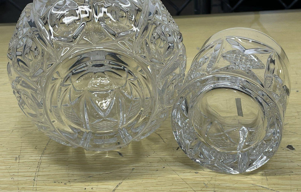 Crystal Cut Glass Decanter & Glass Cup 8x5