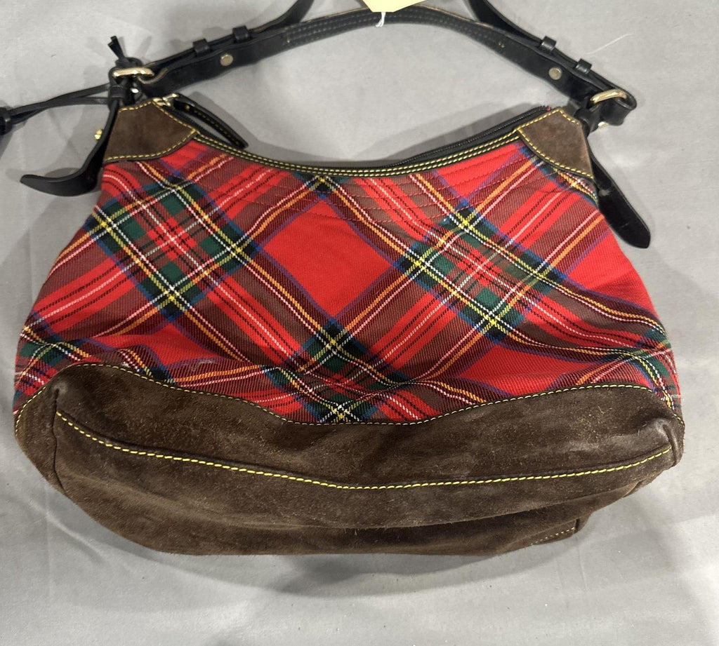 Dooney & Bourke Tartan Plaid Shoulder Bag Suede Trim