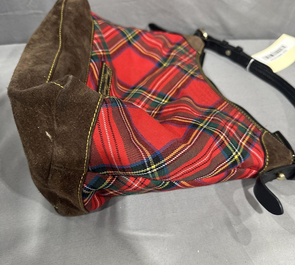 Dooney & Bourke Tartan Plaid Shoulder Bag Suede Trim