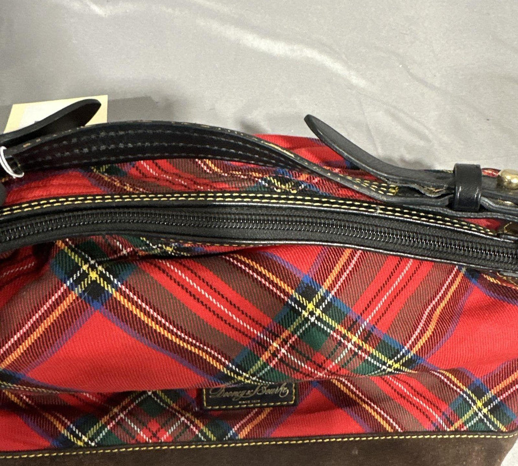 Dooney & Bourke Tartan Plaid Shoulder Bag Suede Trim