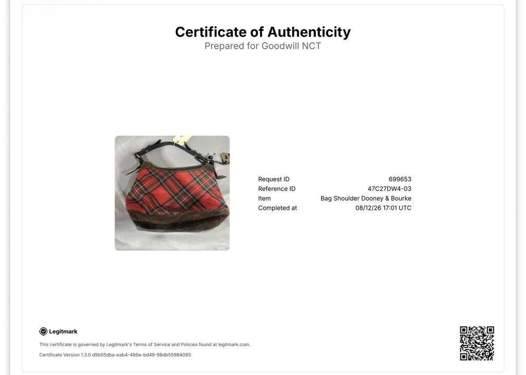 Dooney & Bourke Tartan Plaid Shoulder Bag Suede Trim