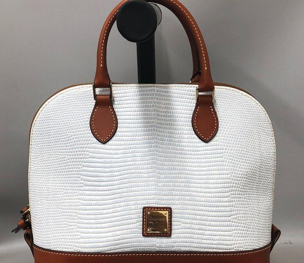 (SOLD) Dooney and Bourke Light Blue Embossed Dome Satchel Handbag