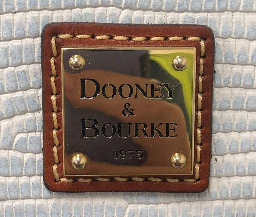 (SOLD) Dooney and Bourke Light Blue Embossed Dome Satchel Handbag