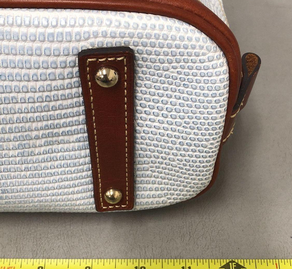 (SOLD) Dooney and Bourke Light Blue Embossed Dome Satchel Handbag