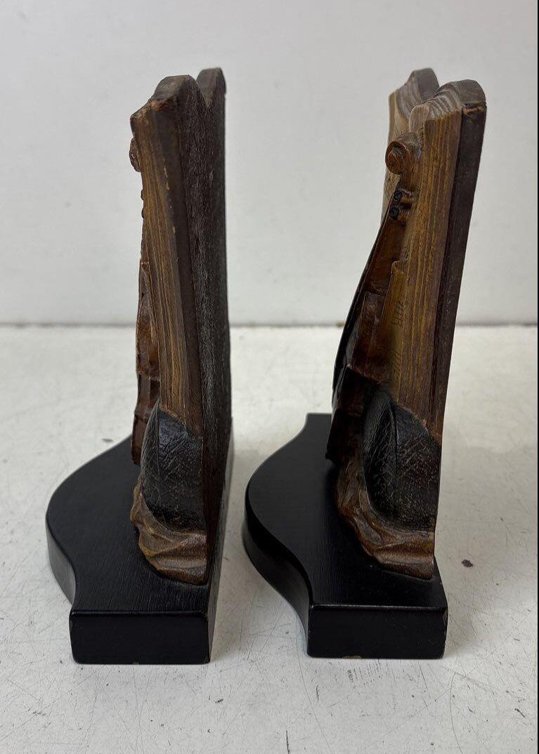 Syroco Violin and Sheet Music Brown Bookends Pair