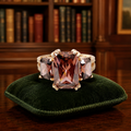 RZN 925 Gold Washed Dusty Rose CZ Trilogy Ring Size 6