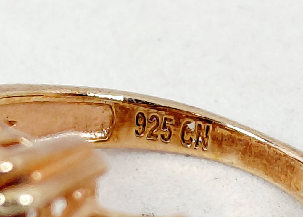 RZN 925 Gold Washed Dusty Rose CZ Trilogy Ring Size 6