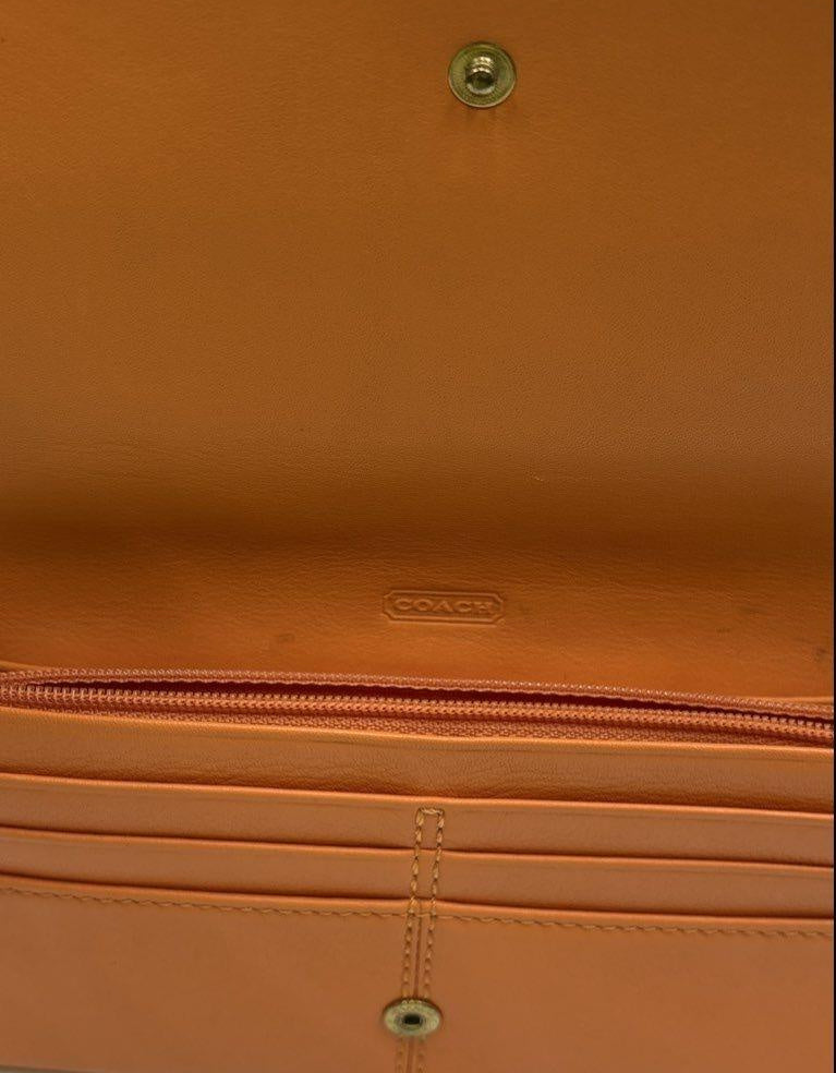 Coach fuchsia and orange canvas shopper tote with leather trim, view 4