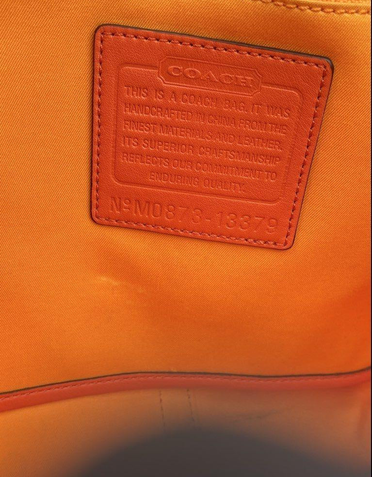 Coach fuchsia and orange canvas shopper tote with leather trim, view 5